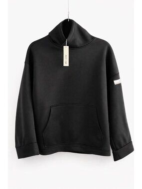 WE-AR4 NWT Black Funnel Neck Hoodie Oversized Scuba Made in USA Medium